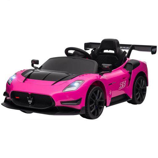 Coche Eléctrico para Niños de +3 Años Maserati GT2 con Mando a Distancia Faros LED Bocina Música Ruedas Auxiliares Rosa [8]