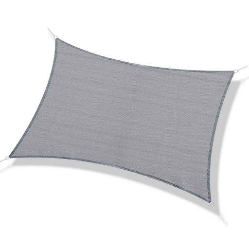 Toldo Vela Rectangular 4x3 m Protección Rayos UV con Bolsa de Transporte Anillas de Acero Inoxidable y Cuerdas Gris [9]