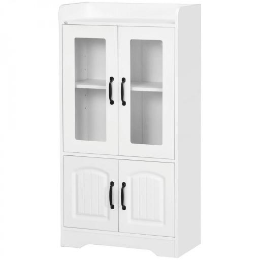 Vitrina de Salón Estantería Librería con Puertas de Vidrio Estante Ajustable Bisagras de Cierre Suave 60x30x116cm Blanco [9]
