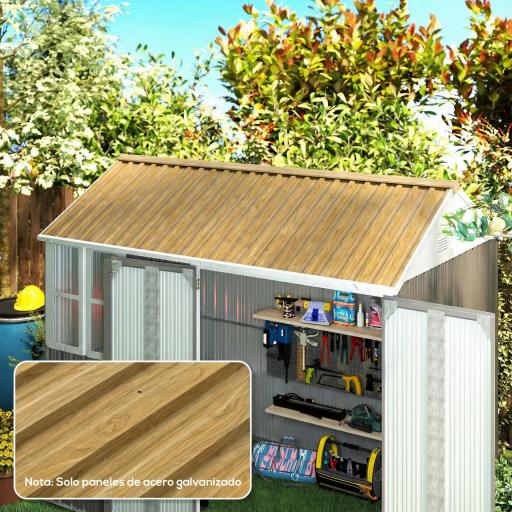 Juego de 12 Paneles para Tejado de Acero Galvanizado 7m² para Caseta de Herramientas Cobertizo 129x45cm Madera Natural