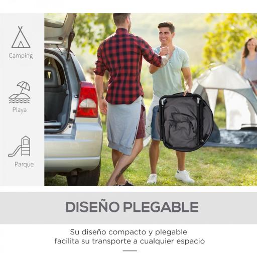 Silla de Platillo Plegable Silla de Luna con Asiento de Tela Oxford y Patas de Metal Carga 120 kg 80x80x75 cm Gris [2]