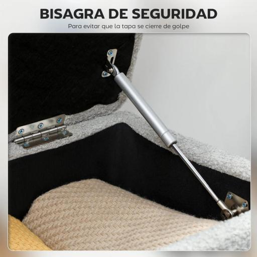 Banco Almacenaje Plegable Capacidad de 57 L 95x38x45 cm Tapizado en Borreguito Pie de Cama para Salón Dormitorio Gris [2]