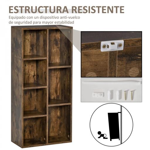 Estantería Librería de Madera Armario de Libros con 7 Compartimentos para Plantas Archivos 50x24x106 cm Marrón Rústico [4]