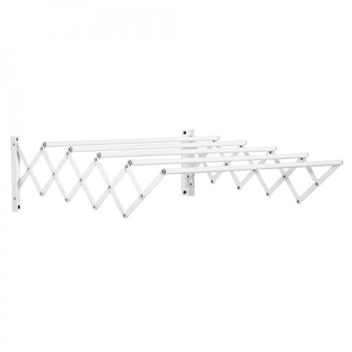 Tendedero de Pared Extensible de 63,5 cm Tendedero de Ropa de Metal con 5 Barras para Interior y Exterior Baño Balcón Carga 10 kg 63,5x60x20 cm Blanco [9]