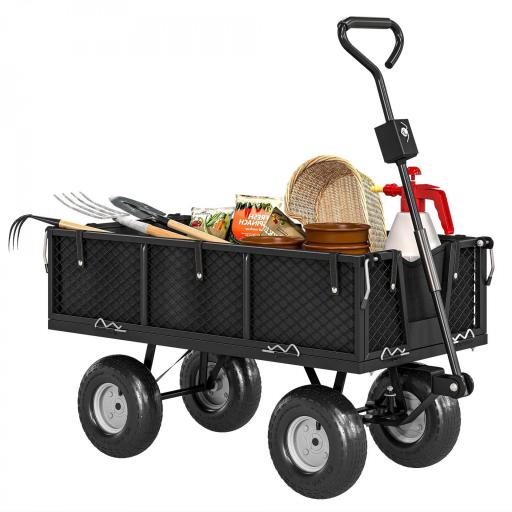 Carrito de Jardín con Ruedas Grandes Bolsa Impermeable Removible y Mango Giratorio Carga 300 kg 105x51x54 cm Negro [3]