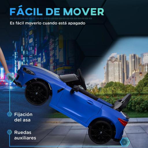 Coche de Batería para Niños 12V BMW M4 con Mando a Distancia Faros Bocina Música Velocidad 3-5 km/h Azul [4]