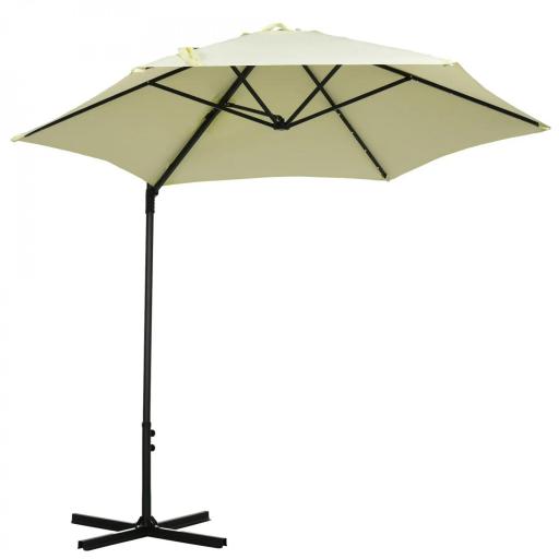 Parasol de Terraza Manual Ø256x248 cm con Luces LED Solares Poste Giratorio 360° y Ventilación Superior Beige [8]