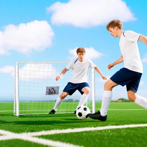 Portería de Fútbol con Soporte de Metal y Red para Entrenamiento de Fútbol en Jardín Aire Libre 186x62x123 cm Blanco