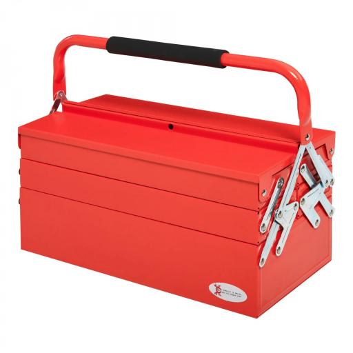 Caja de Herramientas Metálica, Maletín de Herramientas de Acero Plegable con 5 Bandejas y Asa, para Taller, Garaje, 45x20x34,5 cm, Rojo [4]