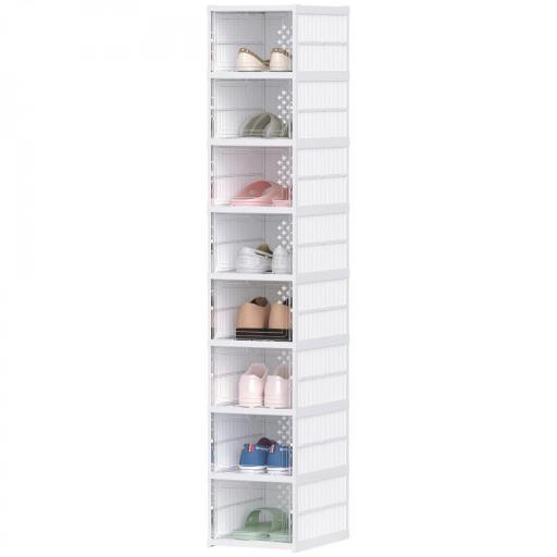  8 Cajas para Zapatos Apilables y Plegable con Puertas Transparentes hasta Talla 43 No Requiere Montaje Blanco [7]