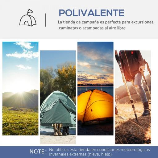 Carpa Portátil de Camping para 6-8 Personas con 4 Mosquiteros Gancho y Bolsa Anti-UV 350x350x230 cm Blanco y Azul [5]