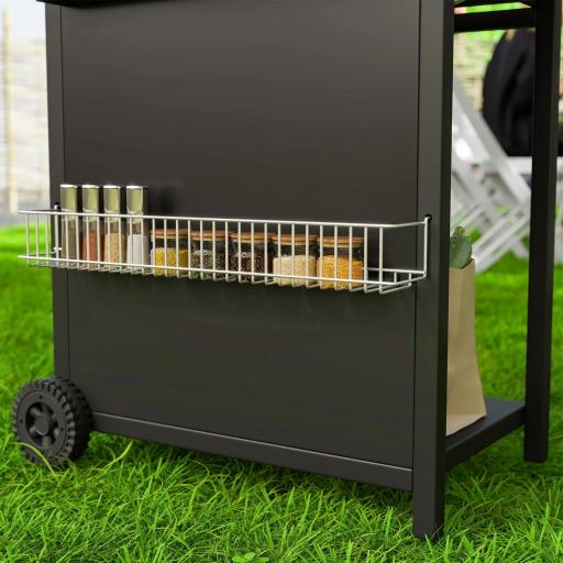 Barbacoa de Gas con 3 Quemadores Parrilla para 5-9 Personas Quemador Lateral Termómetro y Ruedas 123x58x98 cm Negro [5]