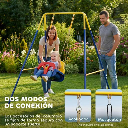 Estructura de Columpio Infantil Plegable con 2 Ganchos 4 Estacas Resistente para 50 kg Forma A 128x155x157 cm Azul [4]