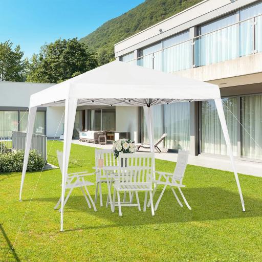 Carpa Plegable 3x3 m, Pop-up, Cenador Pabellón de Jardín, Altura Ajustable con Bolsa de Transporte, Anti-UV, Impermeable, Gazebo para Camping, Fiestas, Exterior, Blanco