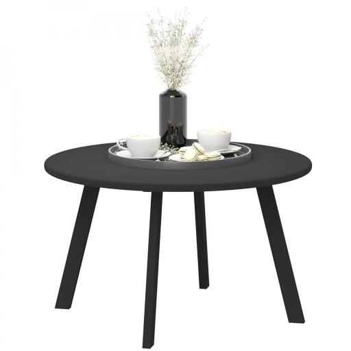 Mesa de Centro Redonda de Metal con Patas Antideslizantes y Borde Seguro para Patio Balcón Salón Ø70x42 cm Negro [9]