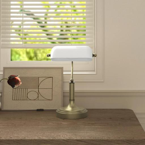 Lámpara de Escritorio Banquero con Pantalla Ajustable Interruptor Basculante para Oficina Biblioteca Blanco [4]