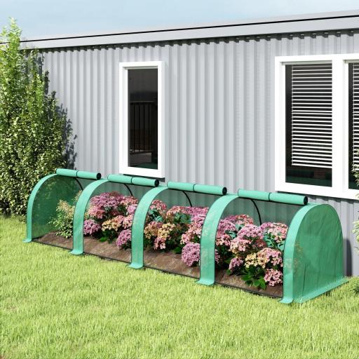 Invernadero Pequeño Invernadero de Jardín para Cultivo de Plantas con 4 Ventanas Enrollables 395x100x80 cm Verde [6]