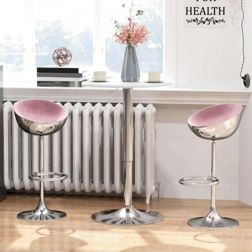 Mesa de Bar con Altura Ajustable Giratoria 360° Base Redonda Mesa Alta de Bar para Cocina Comedor Ø63x67-93 cm Blanco [6]