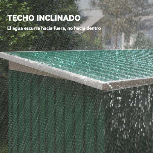 Cobertizo de Jardín 213x130x172 cm Caseta de Exterior Metálica para Almacenamiento de Herramientas Verde Oliva [5]