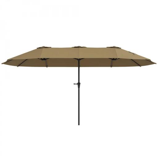 Sombrilla Doble 4x2,2 m Sombrilla Terraza Exterior con Manivela Manual Impermeable y Protección UV30+ Café [9]