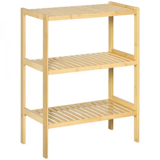 Estantería de Bambú de 3 Niveles Estantería de Pie Moderno Estante de Almacenamiento para Baño Cocina Salón Dormitorio Antivuelco 62x33x80 cm Natural [9]
