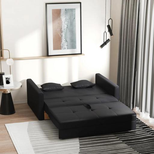 Sofá Cama de 2 Plazas Sofá Cama Tapizado en Poli Algodón con 2 Cojines Desmontables y Espacio de Almacenamiento Sofá Doble para Salón Oficina 152x101x81 cm Gris Carbón [5]