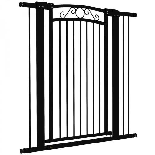 Puerta para Perros con Ancho Ajustable 76-104 cm Barrera de Seguridad con 2 Extensiones y Doble Bloqueo Negro [9]