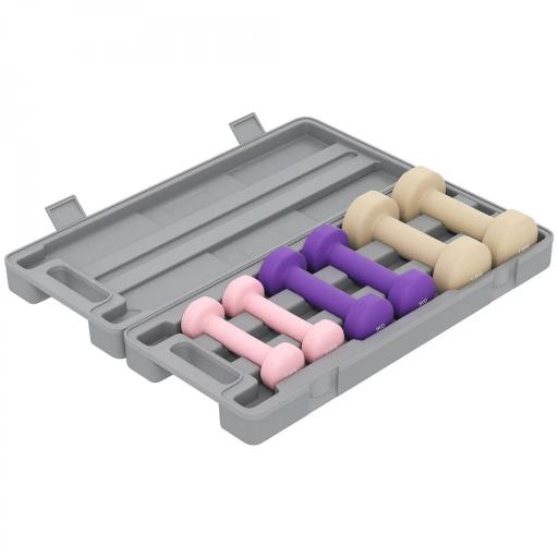 Juego de 6 Mancuernas Hexagonales de 1,5kg 1kg y 0,5kg con Revestimiento de PU con Maletín 43x18x7,5 cm Multicolor [9]