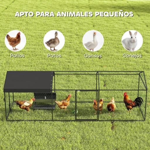 Gallinero para Exterior Grande 3x1x1 m Gallinero Metálico con Cubierta Tela Oxford Anti-UV e Impermeable Negro [3]