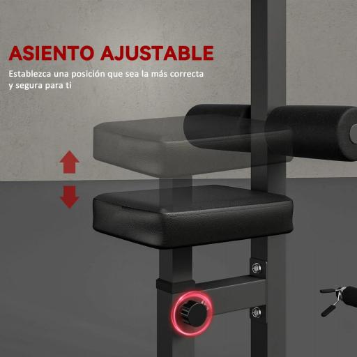 Máquina de Musculación Estación de Entrenamiento para Jalón al Pecho con Polea y Asiento Regulable para Entrenamiento en Gimnasio Hogar Oficina Carga Máx. 100 kg 107x120x190 cm Negro [7]