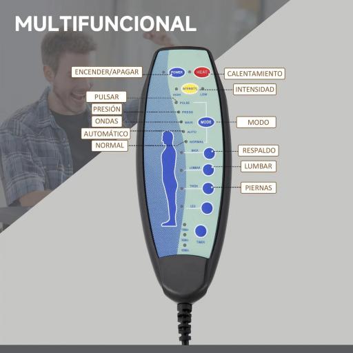 Silla de Oficina con 6 Puntos de Masaje Ajustable con Función de Calefacción Reposapiés Retráctil y Control Remoto Gris [7]
