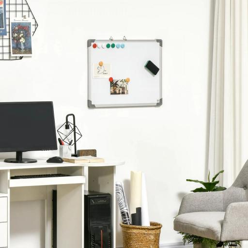 Pizarra Blanca Magnética Pizarra de Borrado en Seco con Borrador 4 Rotuladores y 10 Imanes 60x45 cm Blanco [5]