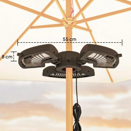 Calefactor Eléctrico Exterior 2400W con 3 Niveles de Calor Protección Antivuelco para Sombrilla Terraza Ø55x8 cm Negro [6]
