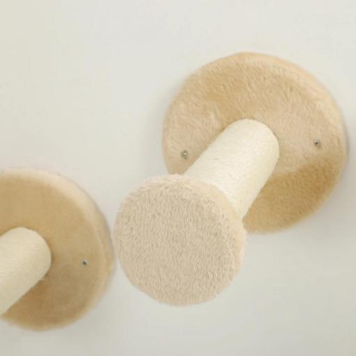 Rascador de Pared para Gatos de 4 Piezas con Postes de Sisal Plataforma para Saltar Bola de Juguete Beige [6]