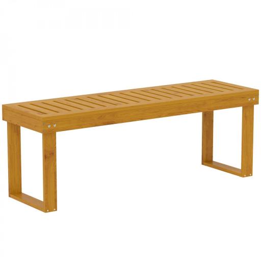 Banco de Jardín de Madera de 2 Plazas con Asiento de Lamas Carga 300 kg para Exteriores 120x34x43 cm Teca [8]