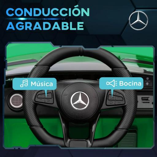 Coche Eléctrico para Niños de +3 Años Mercedes-Benz AMG GTR con Batería 12V Mando a Distancia Faros Bocina Música Verde [6]