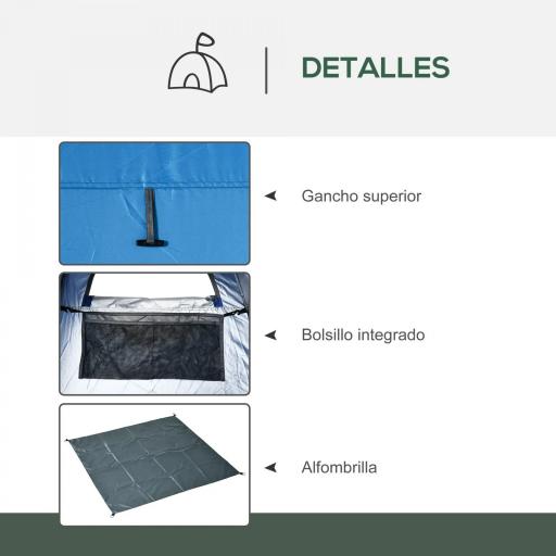 Tienda de Ducha Portátil con Bolsillo Bolsa de Transporte y UV 20+ para Baño Inodoro 126x124x189 cm Azul [3]