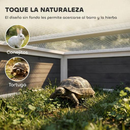 Casa para Tortugas de Madera Terrario para Reptiles Ventana Transparente Techo Abatible 113x106,5x44,5 cm Gris Oscuro [4]