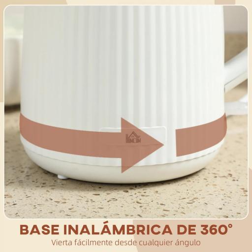 Hervidor Eléctrico 1,7L 2200W con Filtro Antical Desmontable Apagado Automático Base Giratoria 360° Crema [5]