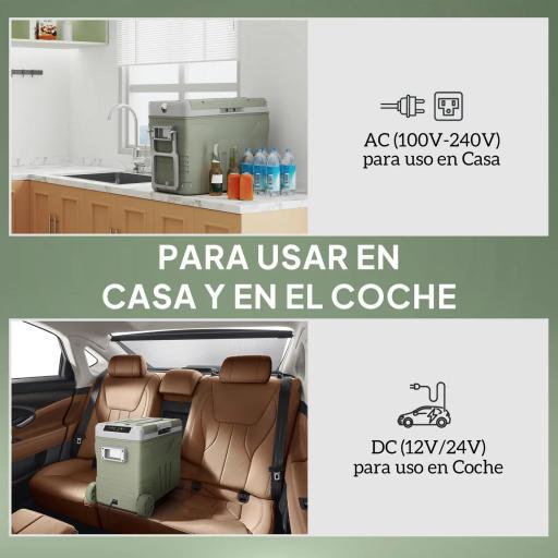 Nevera Portátil Eléctrica 45L Refrigerador de Coche 12V/24V -20℃ a +20 ℃ con Pantalla LED Táctil 64,5x43,5x53 cm Verde [7]
