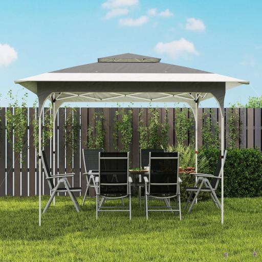 Carpa Plegable 3,5x3,5 m Pop-up con Altura Ajustable 3 Niveles Doble Techo Cierre Central y Bolsa UPF50+ Gris [7]