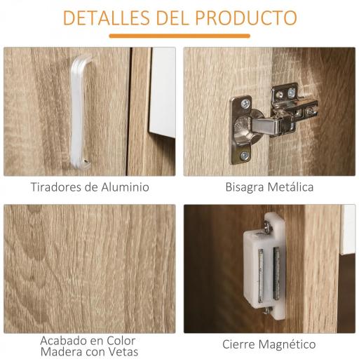 Mueble Zapatero de 3 Puertas para 18-27 Pares de Zapatos Zapatero Moderno con Cajón y Puerta 84x30x132 cm Natural [3]