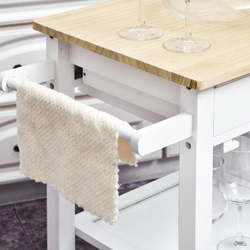 Carro de Cocina Carrito de Servir Multiusos Estantería Carrito Auxiliar con Ruedas para Baño Dormitorio con Estante Cajón Armario 89x40x84cm [6]