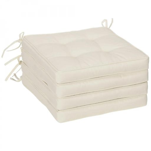 Conjunto de Cojines para Sillas de Comedor y Jardín Impermeable con 2 Amarres de Fijación 42x42x5 cm Crema [6]