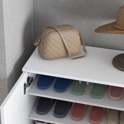 Mueble Zapatero con Espejo para 18 Pares de Zapatos con 5 Estantes Ajustables para Recibidor 60x32x95 cm Blanco [7]