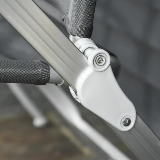 Silla de Jardín Plegable Portátil de Aluminio con Respaldo Alto Ajustable en 7 Posiciones y Reposacabezas Acolchado para Exterior Terraza Camping 75x61,5x114,5 cm Gris [7]