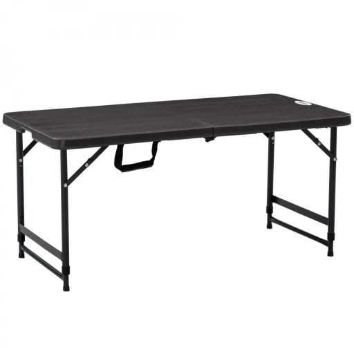 Mesa de Comedor Exterior Plegable para 4 Personas con Altura Ajustable y Marco de Acero 118x60x56-74 cm Gris Oscuro [8]