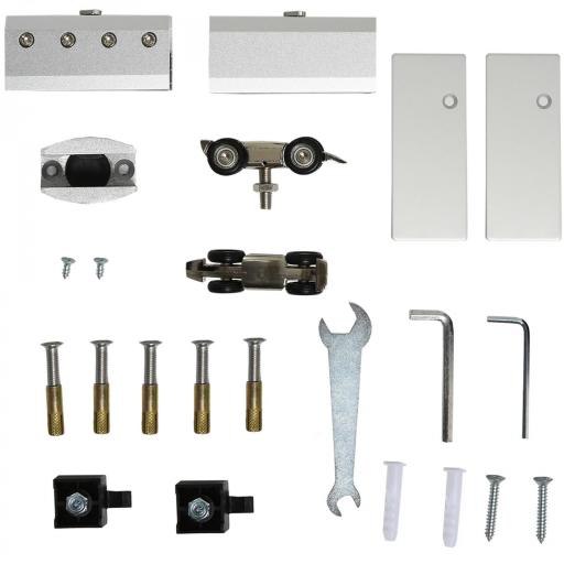 Puerta Corredera de Cristal 77,5x205 cm Puerta Corrediza Deslizante con Riel de Cristal de Seguridad Translúcido [6]