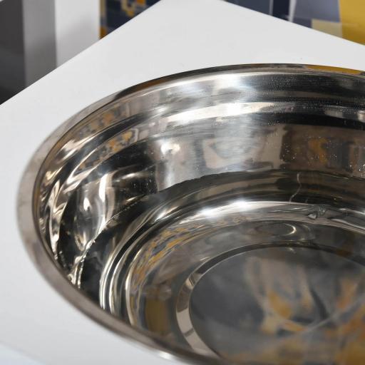 Comedero Elevado para Perros con Soporte y 2 Cuencos Extraíbles de Acero Inoxidable Alimentador para Mascotas Alimento y Agua 44x24x15 cm Blanco [5]