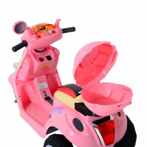 Coche Triciclo Moto Eléctrica Infantil Correpasillos a Batería Niños +3 años 6V Metal + PP 108x51x75cm Rosa [8]
